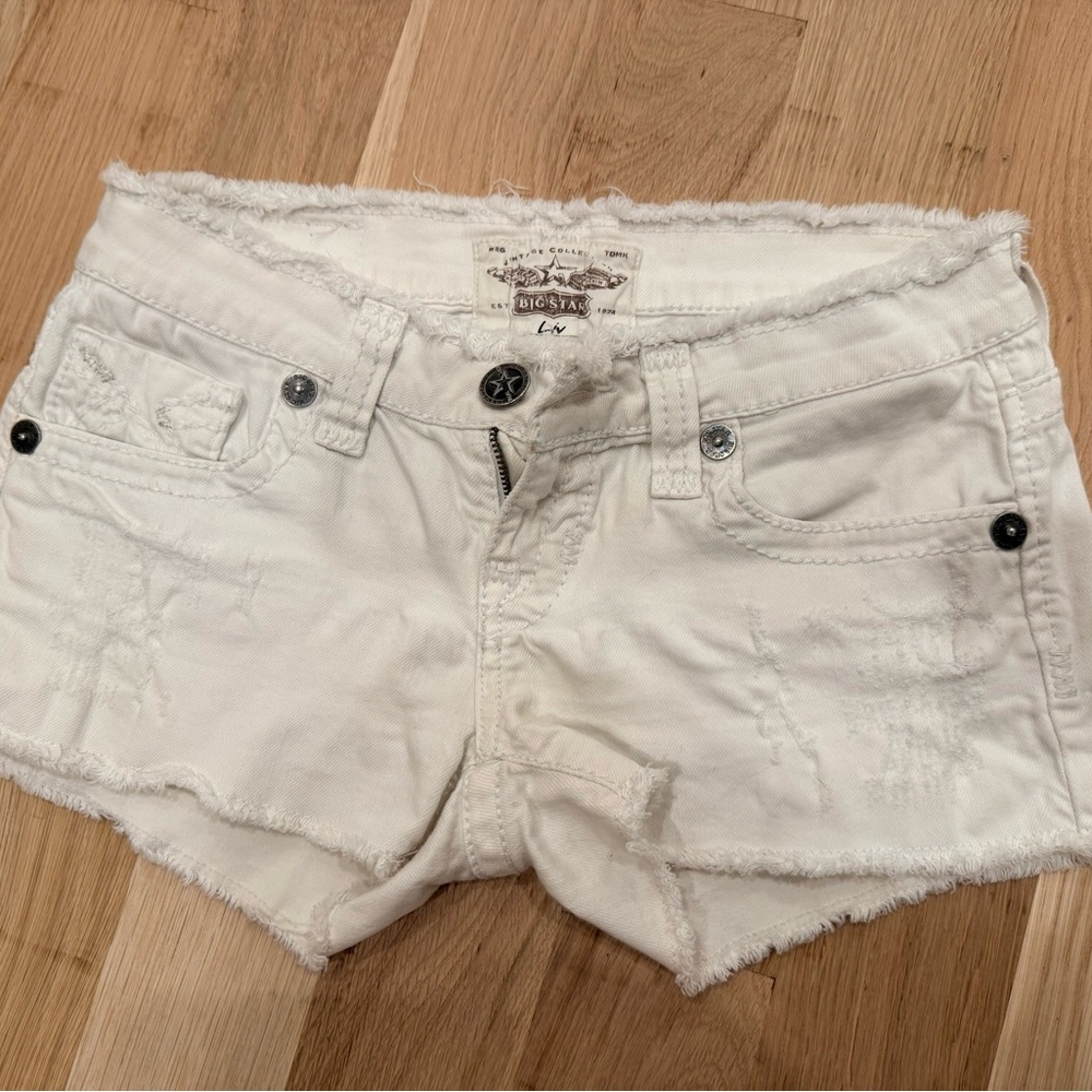 Big Star White Frayed Denim Cutoff Shorts